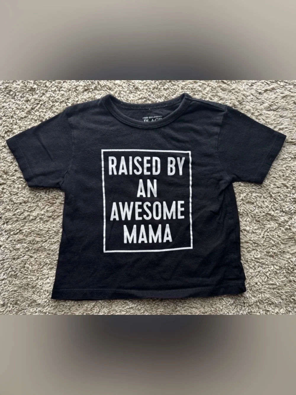The Children’s Place Raised By An Awesome Mama Graphic Tee 12-18M Black